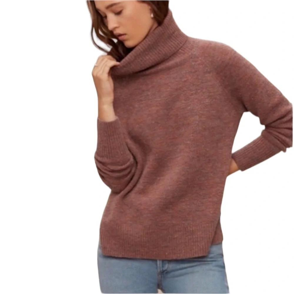 Aritzia Faretta Cowl Neck Off Shoulder Wool Alpaca Sweater Black XXS - Picture 6 of 9